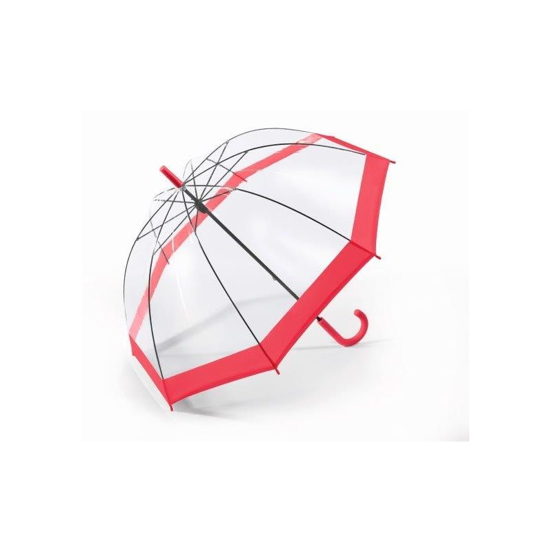 Parapluie cloche transparent bord rouge