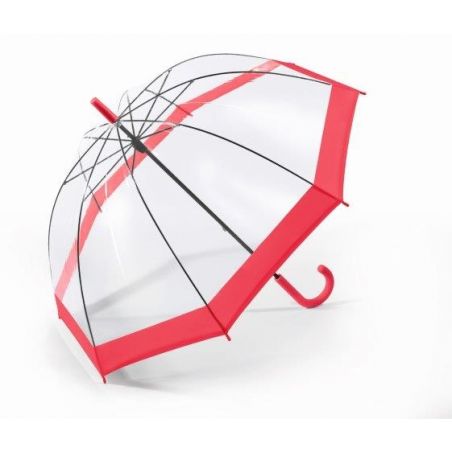 Parapluie cloche transparent bord rouge