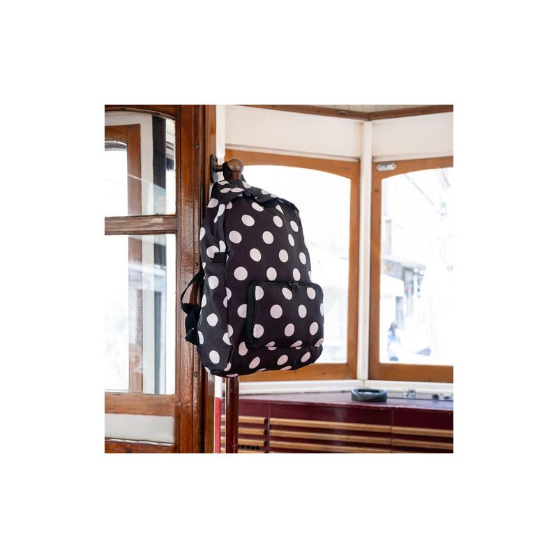 Sac a dos pliable noir a pois Sac a dos pliable noir a pois