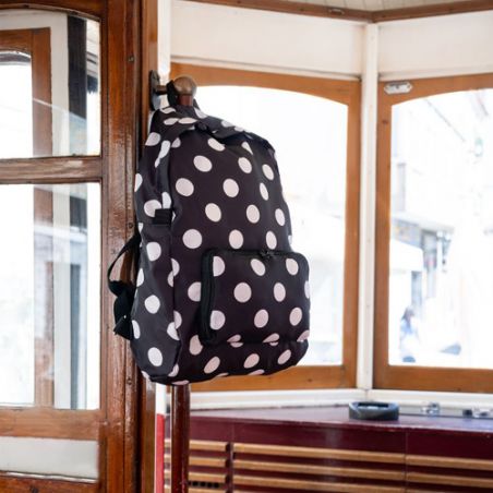 Sac a dos pliable noir a pois