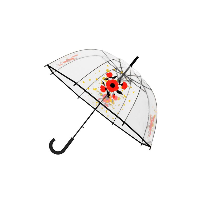 Parapluie cloche transparent coquelicot rouge Parapluie cloche transparent coquelicot rouge