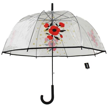 Parapluie cloche transparent coquelicot rouge