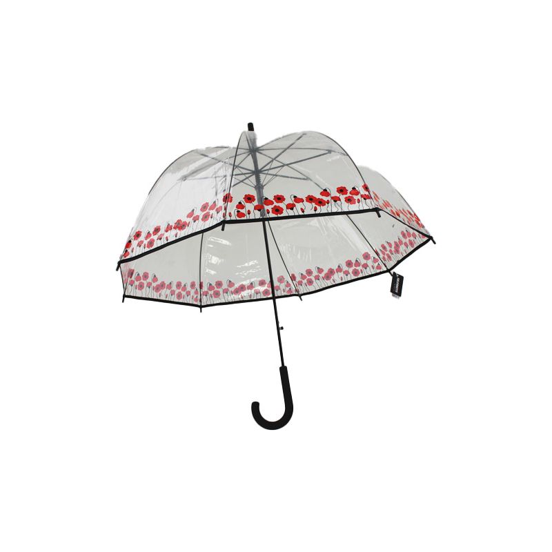 Parapluie cloche transparent guirlande coquelicots