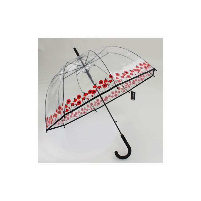 Parapluie cloche transparent guirlande coquelicots