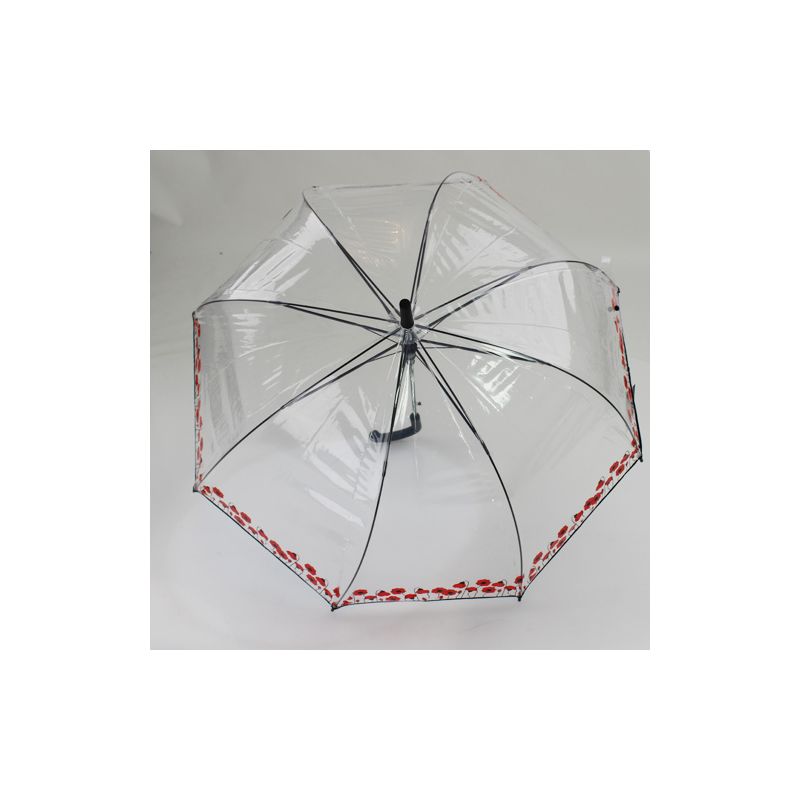 Parapluie cloche transparent guirlande coquelicots