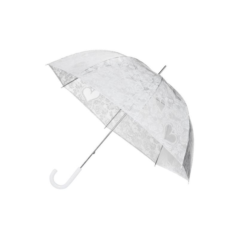 Parapluie transparent blanc coeur et dentelle
