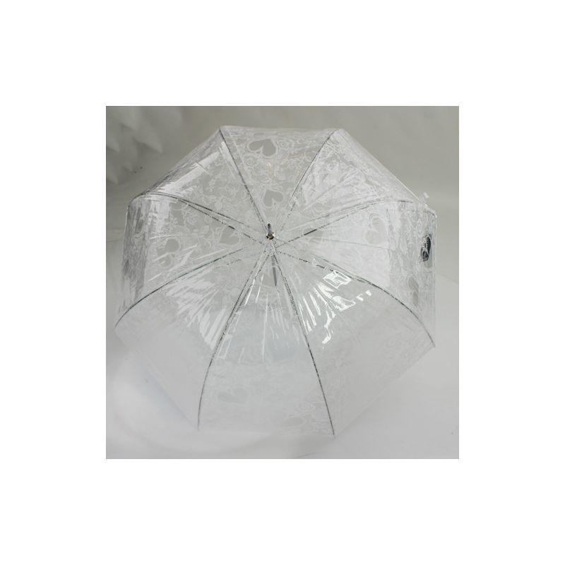 Parapluie transparent blanc coeur et dentelle