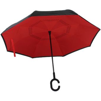 Parapluie inversé noir et rouge