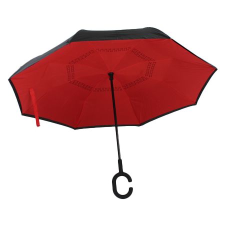 Parapluie inversé noir et rouge