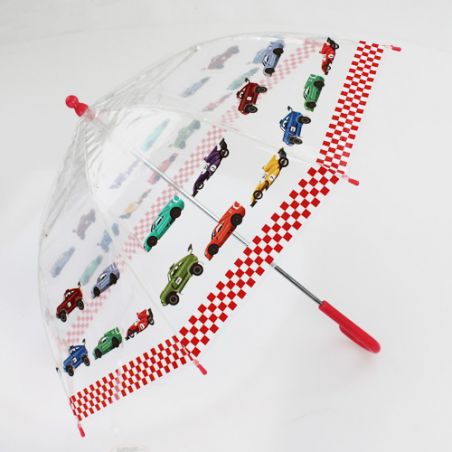 Parapluie enfant transparent course voitures