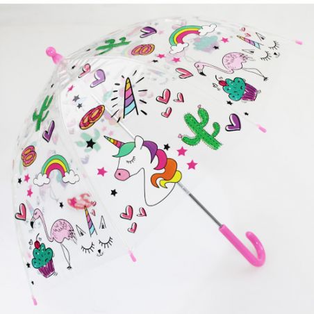 Parapluie enfant transparent licornes magiques