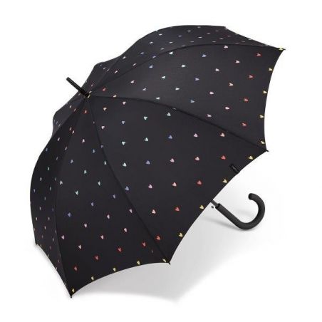 Parapluie automatique fond noir coeurs multicolores Esprit
