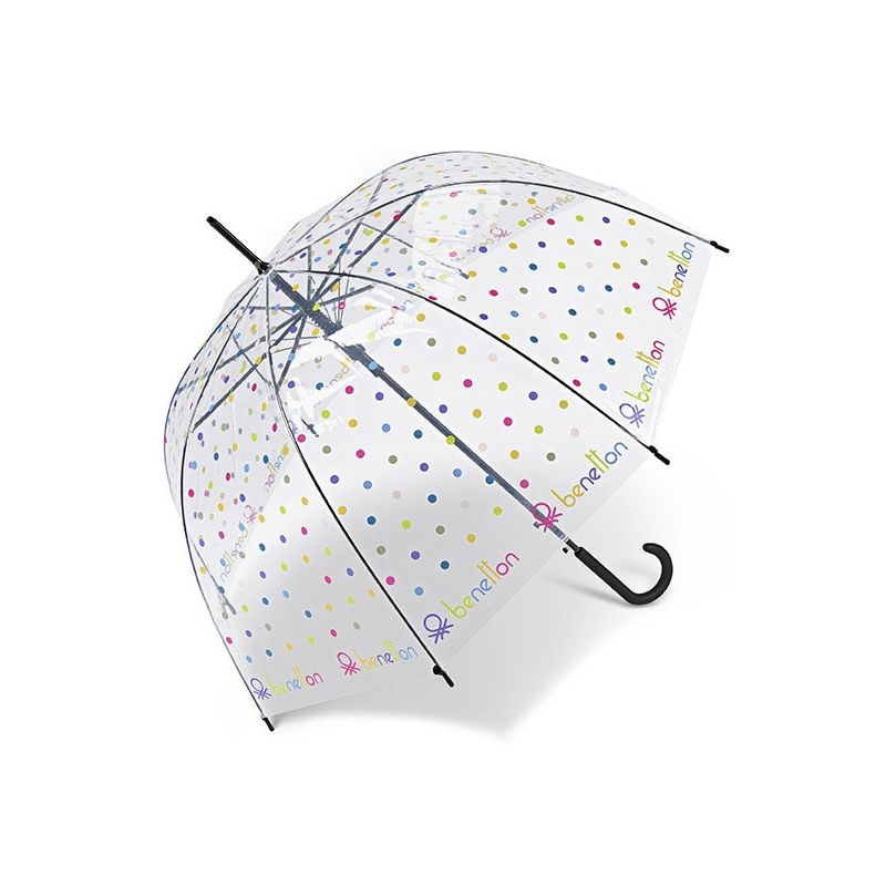 Parapluie transparent cloche pois multicolores Benetton
