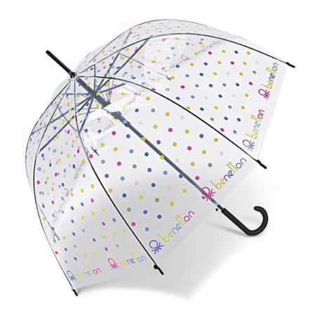 Parapluie transparent cloche pois multicolores Benetton