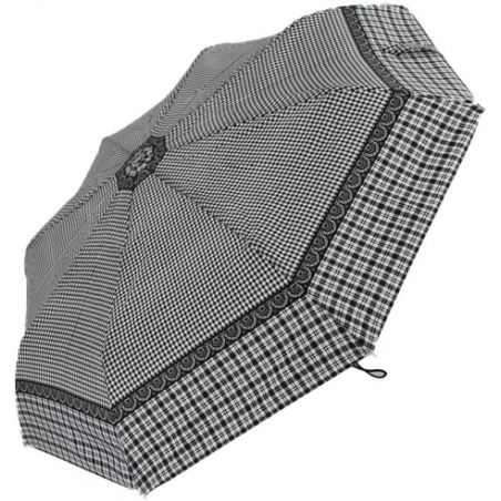 Parapluie pliant écossais noir et blanc Guy de Jean