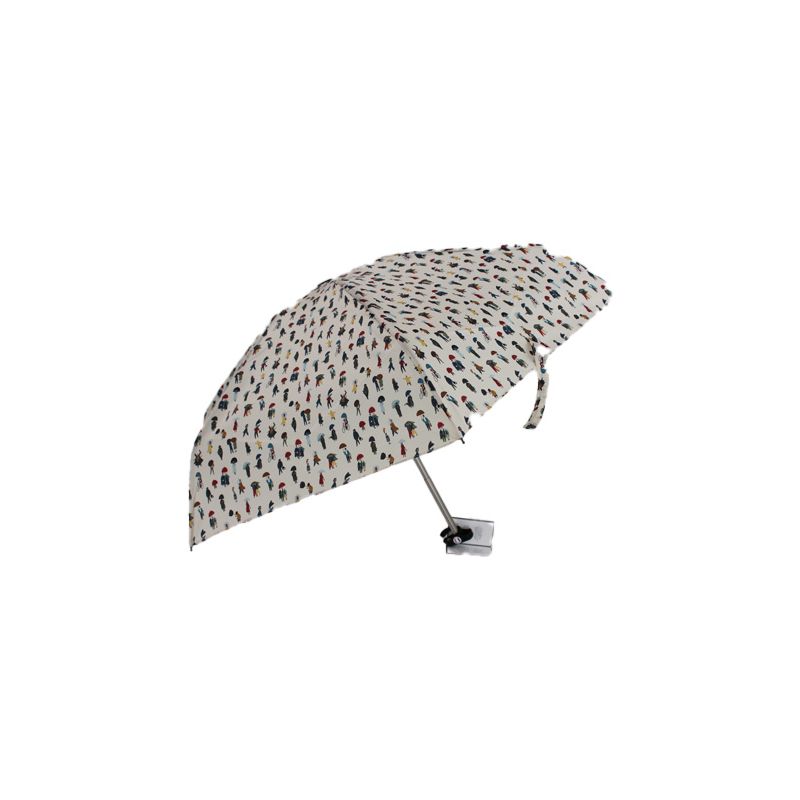 Mini parapluie pliant écru marchons sous la pluie