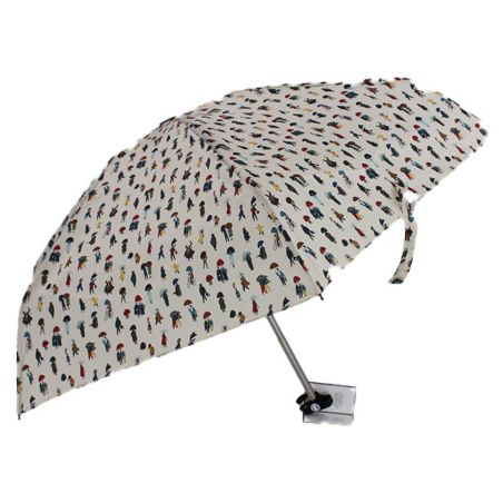 Mini parapluie pliant écru marchons sous la pluie