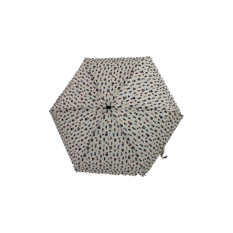 Mini parapluie pliant écru marchons sous la pluie