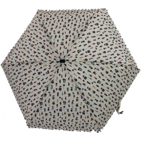 Mini parapluie pliant écru marchons sous la pluie