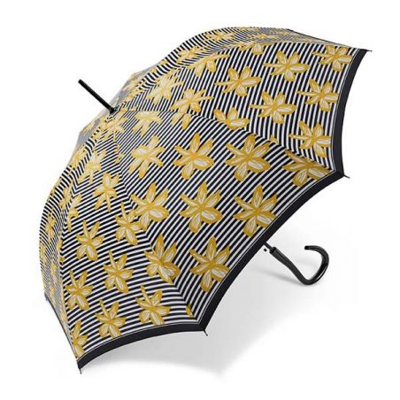Parapluie Cardin rayures florales jaunes