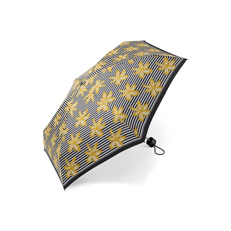 Mini parapluie pliant Cardin rayures florales jaunes