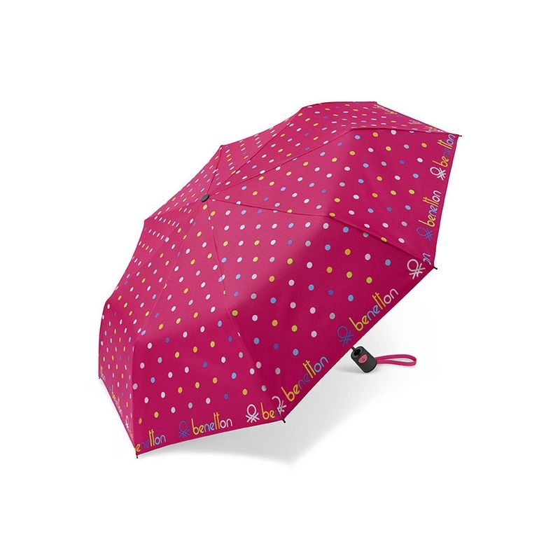 Parapluie pliant Benetton à pois de toutes les couleurs