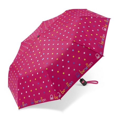 Parapluie pliant Benetton à pois de toutes les couleurs