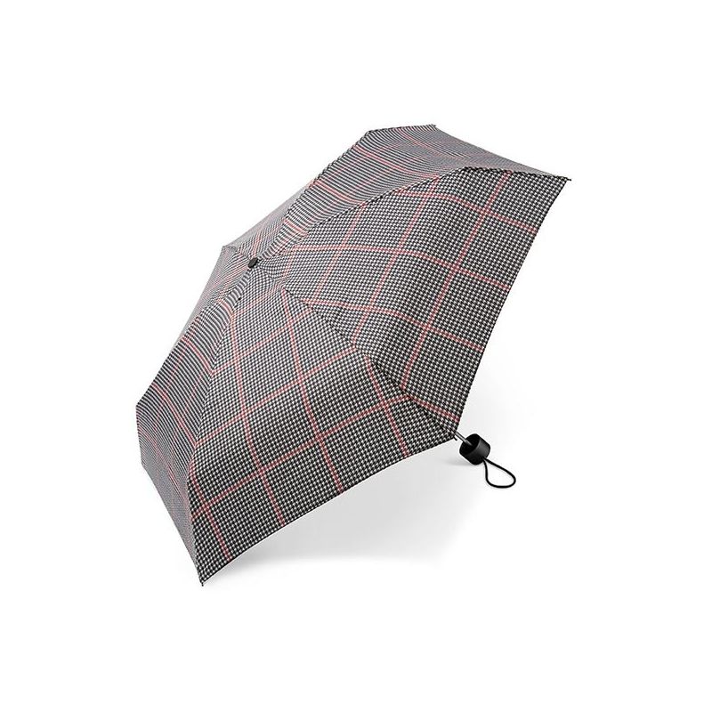 Parapluie de poche motif pied de poule beige Cardin