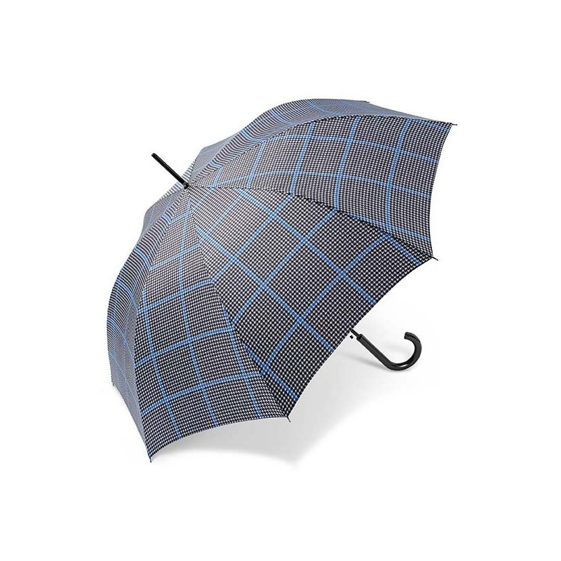 Parapluie motif pied de poule gris et bleu Cardin