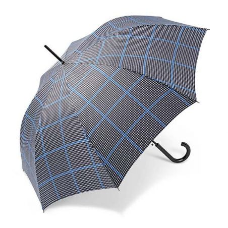 Parapluie motif pied de poule gris et bleu Cardin