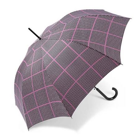 Parapluie motif pied de poule rose Cardin
