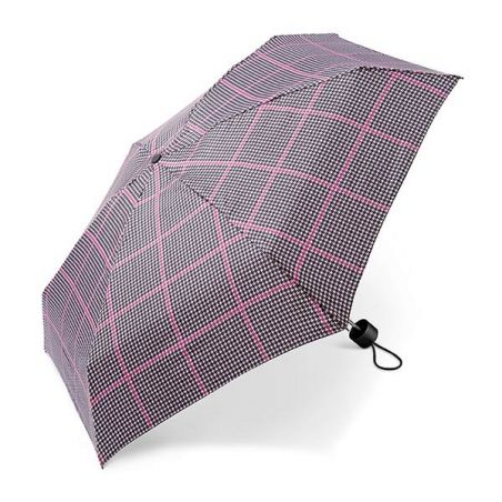 Parapluie de poche motif pied de poule rose Cardin
