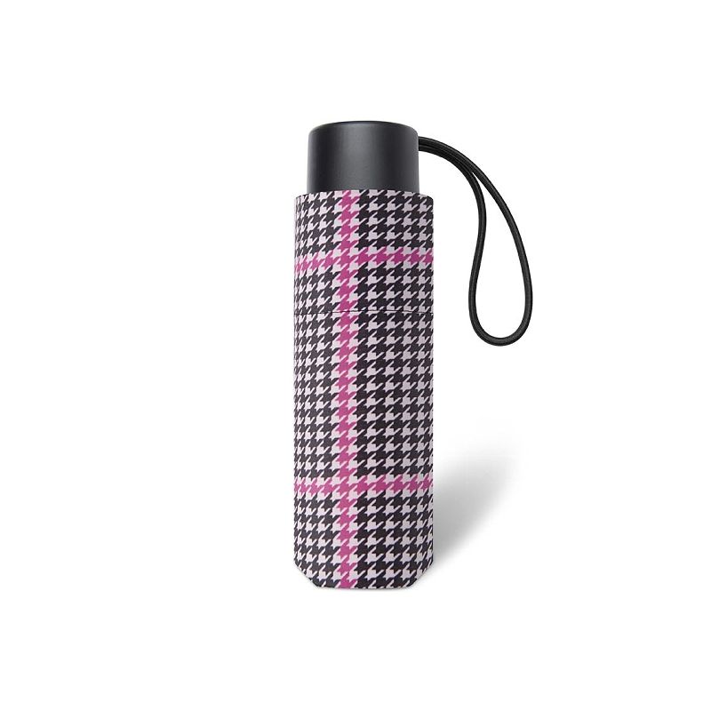 Parapluie de poche motif pied de poule rose Cardin