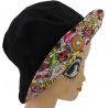 Chapeau de pluie noir revers motif Pop Art