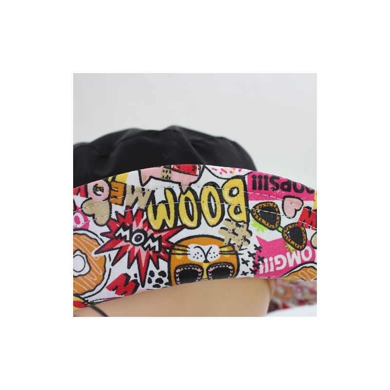 Chapeau de pluie noir revers motif Pop Art