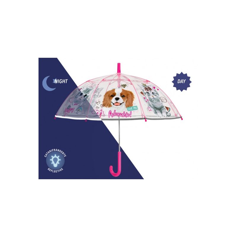 Parapluie transparent chien et chat
