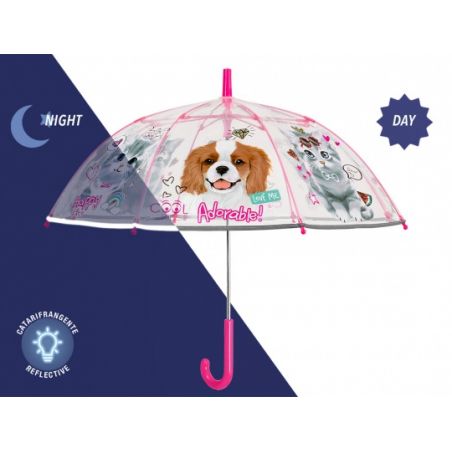 Parapluie transparent chien et chat