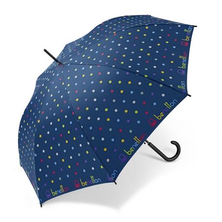 Parapluie long Benetton marine à poismulticolores