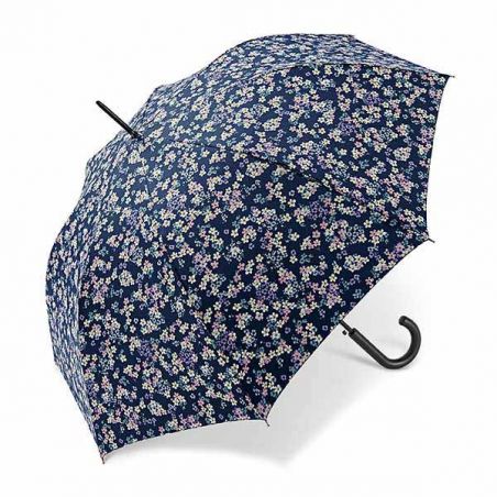 Parapluie canne fleurs printanières bleu