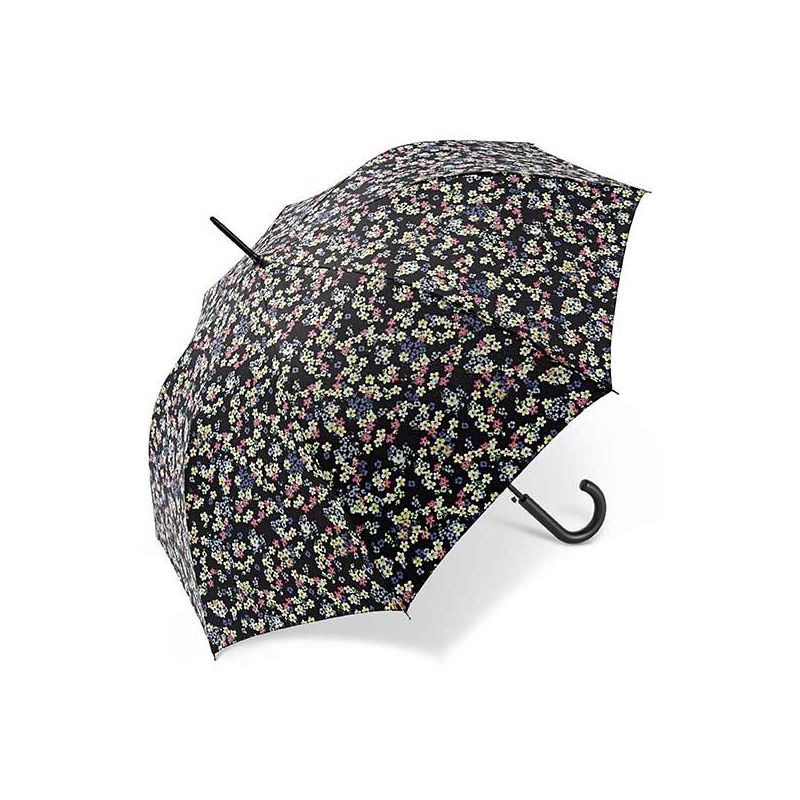 Parapluie canne fleurs printanières bleu
