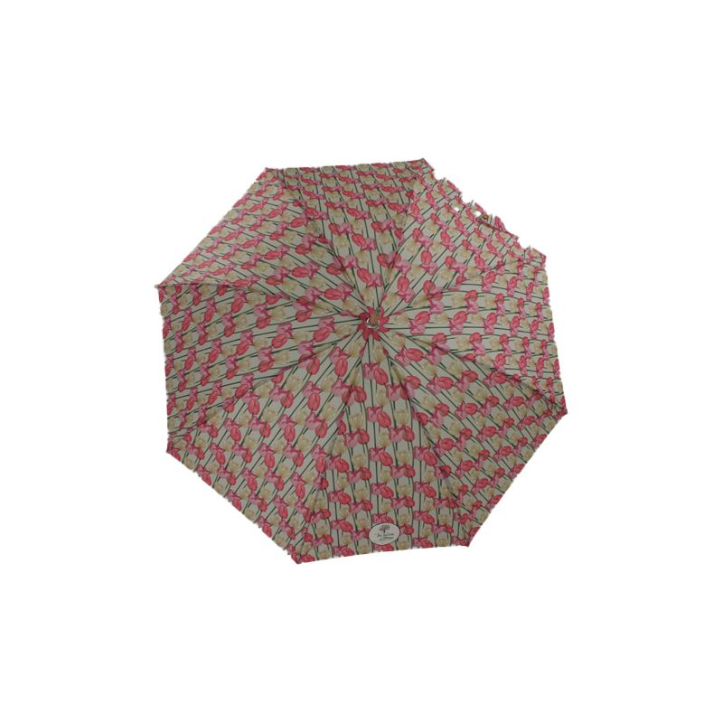 Parapluie canne écologique tulipes fond beige ouverture automatique