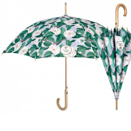 Parapluie canne éco responsable motif camélias ouverture automatique