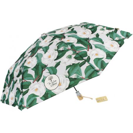 parapluie pliant écologique motif camélias ouverture automatique