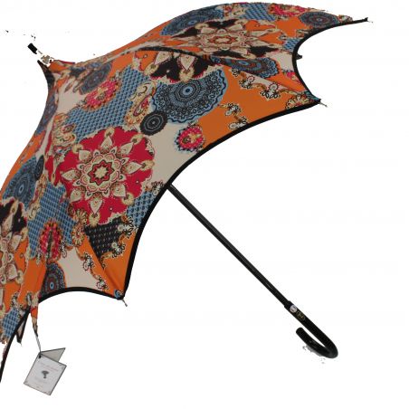 Parapluie fond orange forme pagode fabrication française