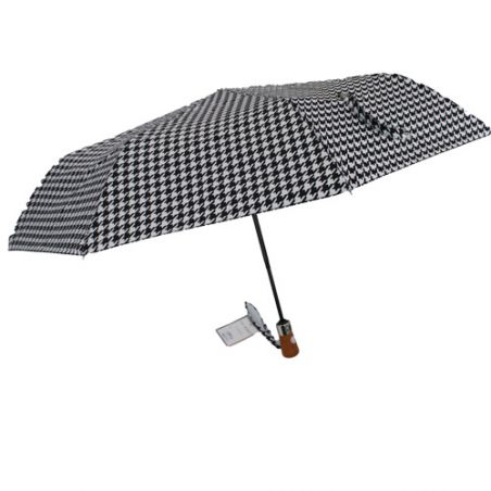 Parapluie pliant motif pied de poule fabrication française