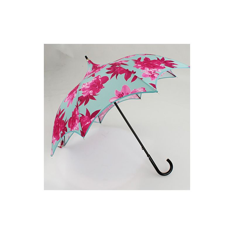 Parapluie turquoise et rose forme pagode