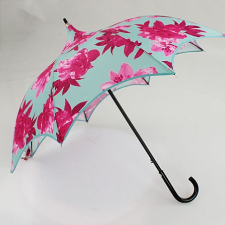 Parapluie turquoise et rose forme pagode