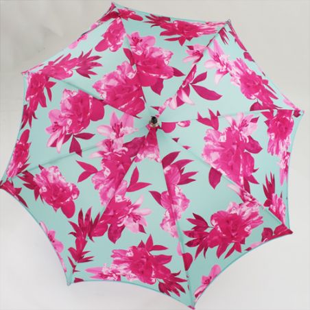 Parapluie turquoise et rose forme pagode