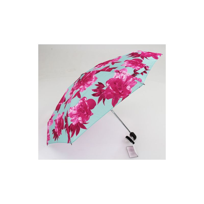 Petit parapluie pliant fleuri turquoise Guy de Jean