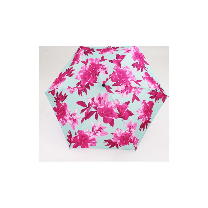 Petit parapluie pliant fleuri turquoise Guy de Jean